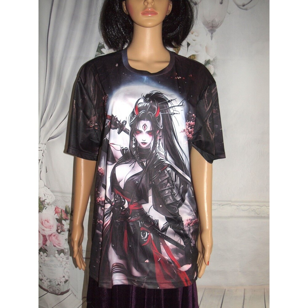 Dark Samurai Warrior Girl T Shirt Anime Japanese Manga Cosplay Full Coverage XL
